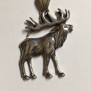 STERLING SILVER ELK Necklace. Large 2.25”X1.5” EUC